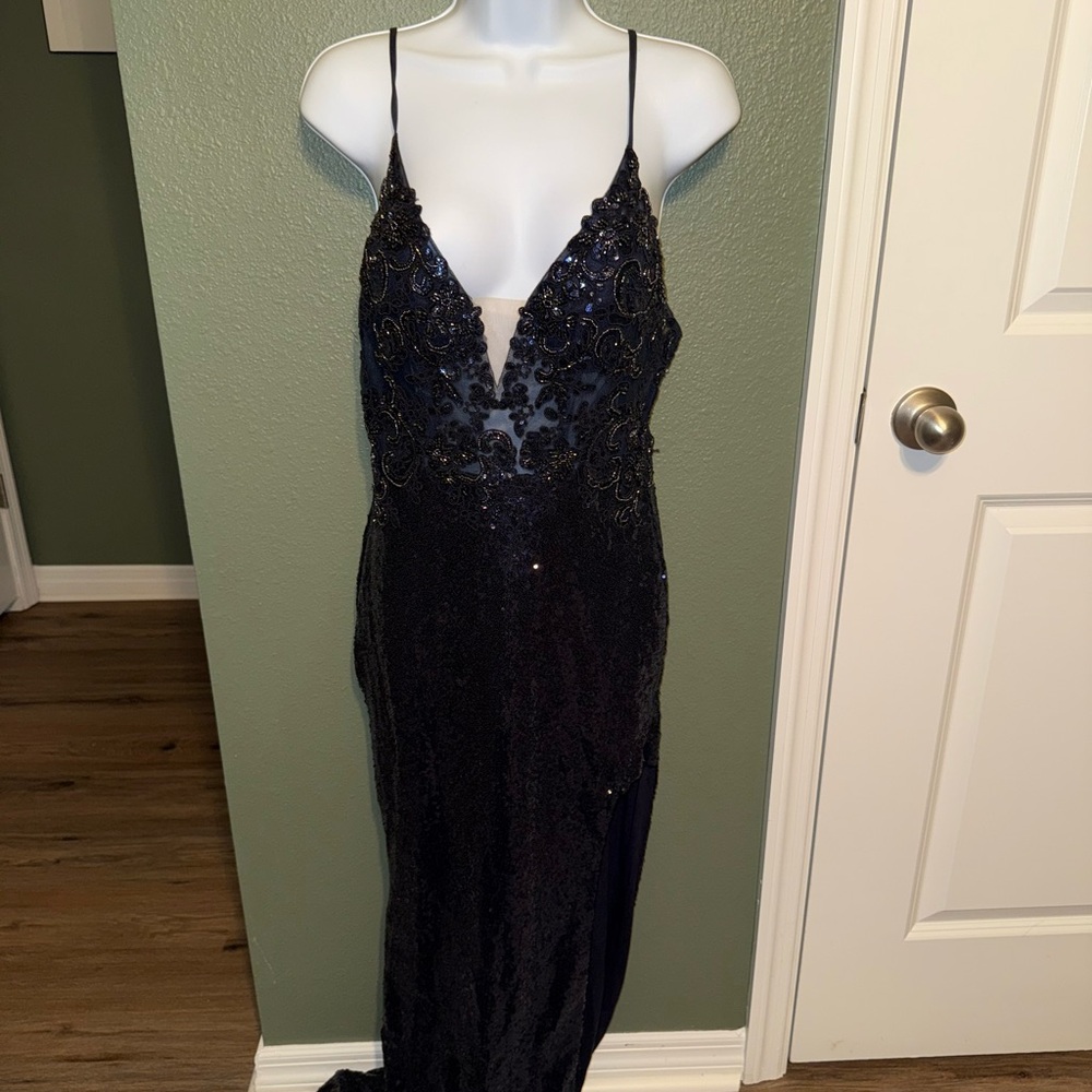 NOX Dark Blue Formal Evening Embellished Long Dress size 4